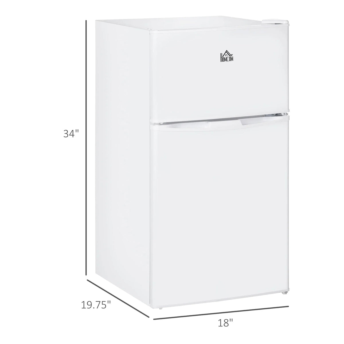 HOMCOM Double Door Mini Fridge with Freezer, 3.2 Cu.Ft Compact Refrigerator with Adjustable Shelf, Adjustable Thermostat