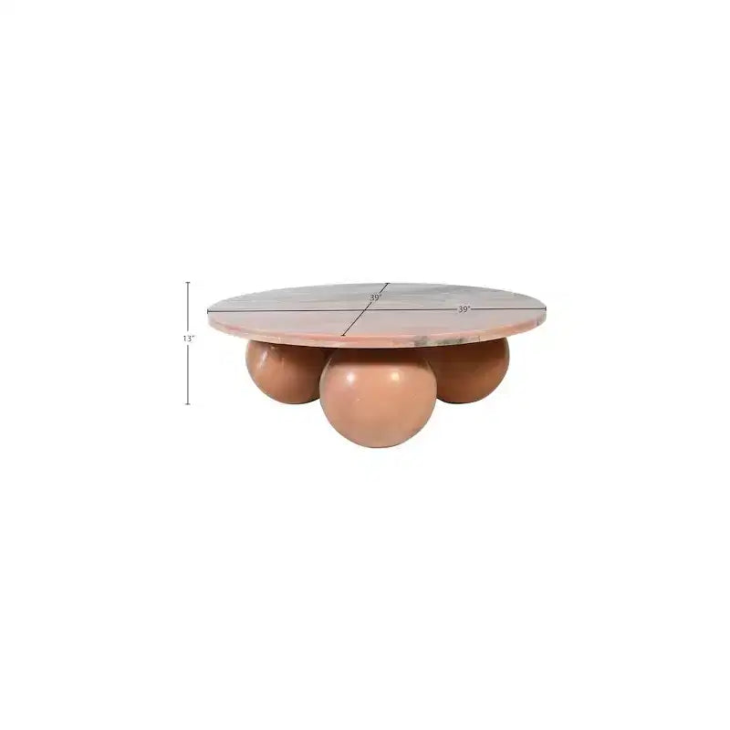 Round Marble Coffee Table with Sphere Legs, Multicolor, Seats 4??