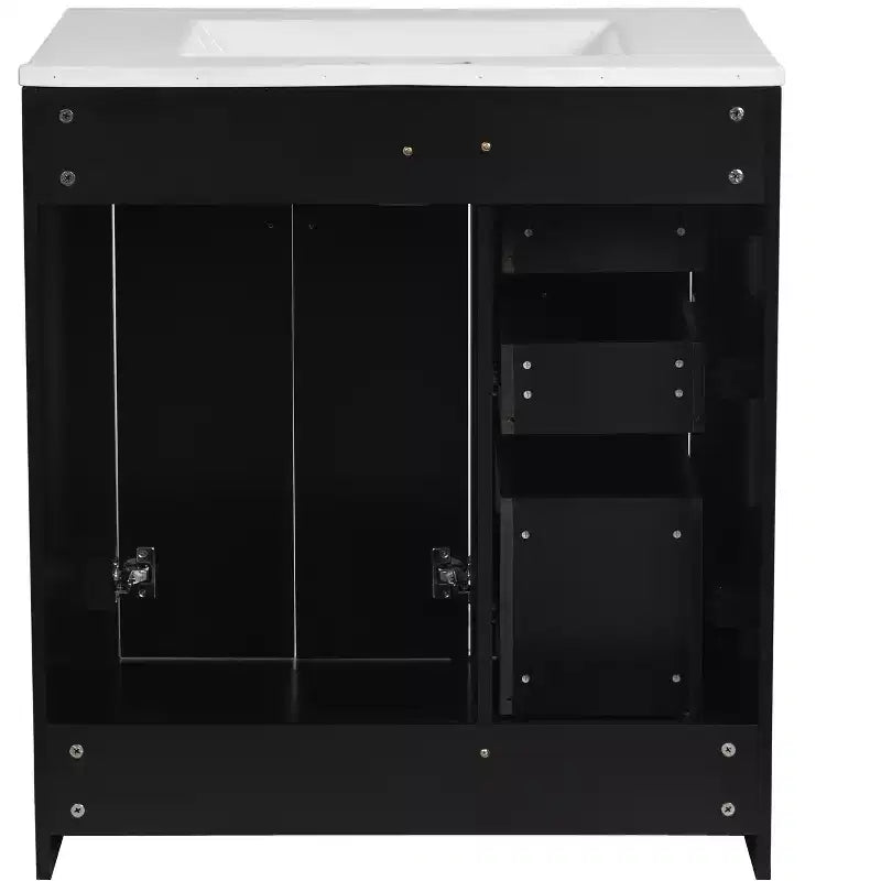 Meuble-lavabo de salle de bain de 76 cm à lavabo simple avec armoire et 3 tiroirs – Noir / Bleu / Vert / Indigo / Blanc