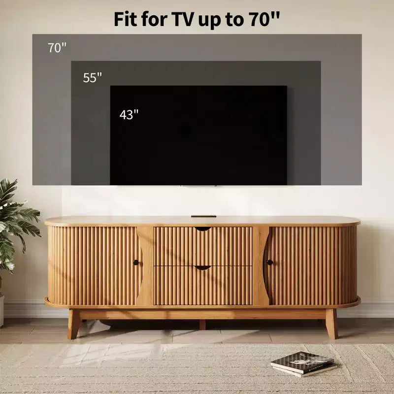 Czarno-brązowa szafka RTV z dwoma szufladami w stylu mid-century, do 1 pomieszczenia