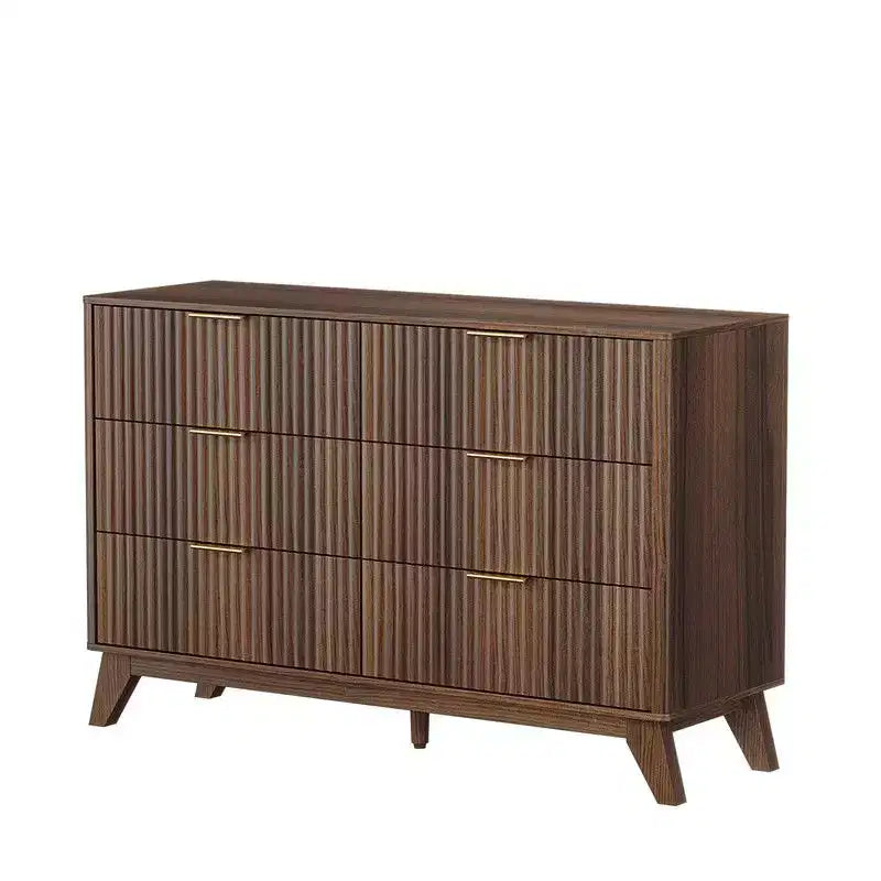 Commode à double rangée de 6 tiroirs pour 1 personne Noyer / Chêne gris / Noir