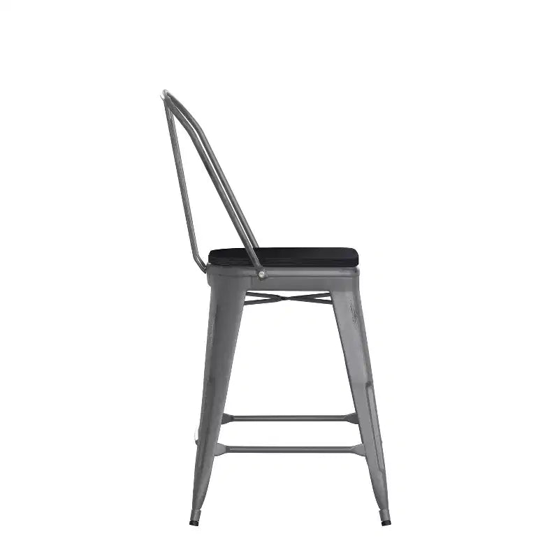 Tabouret de comptoir en métal laqué avec assise en polyrésine, 2 coloris, 1 place