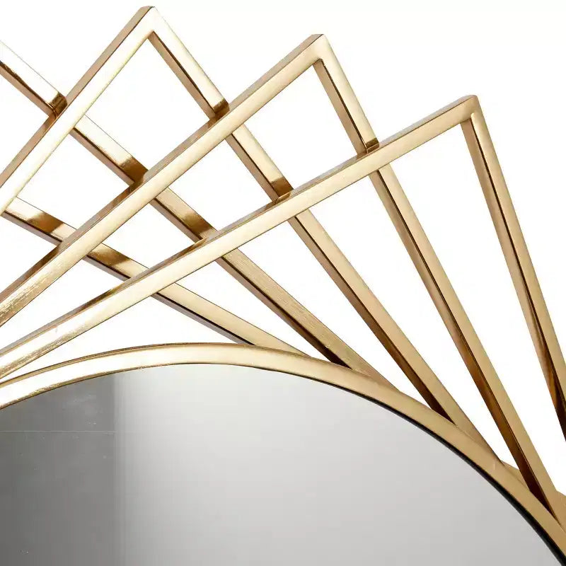 Miroir mural géométrique rond en métal noir/argenté, simple