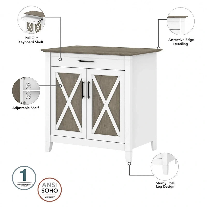 Key West Secretary Desk with Storage Cabinet by Bush Furniture