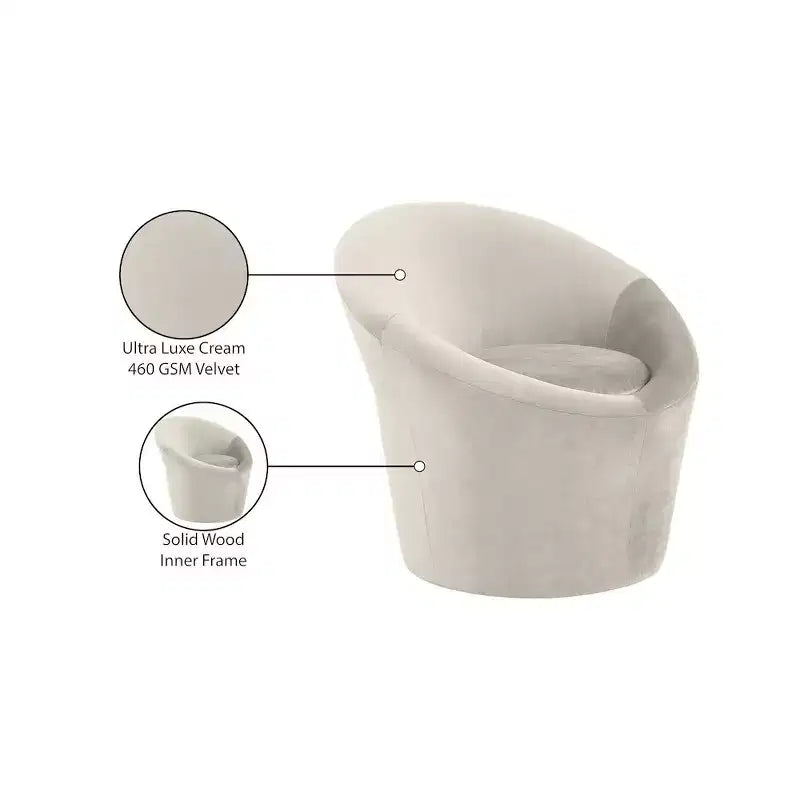 Fauteuil d'appoint en velours – Siège simple | Beige / Noir / Marron / Camel / Cognac / Crème / Vert / Fauve / Taupe