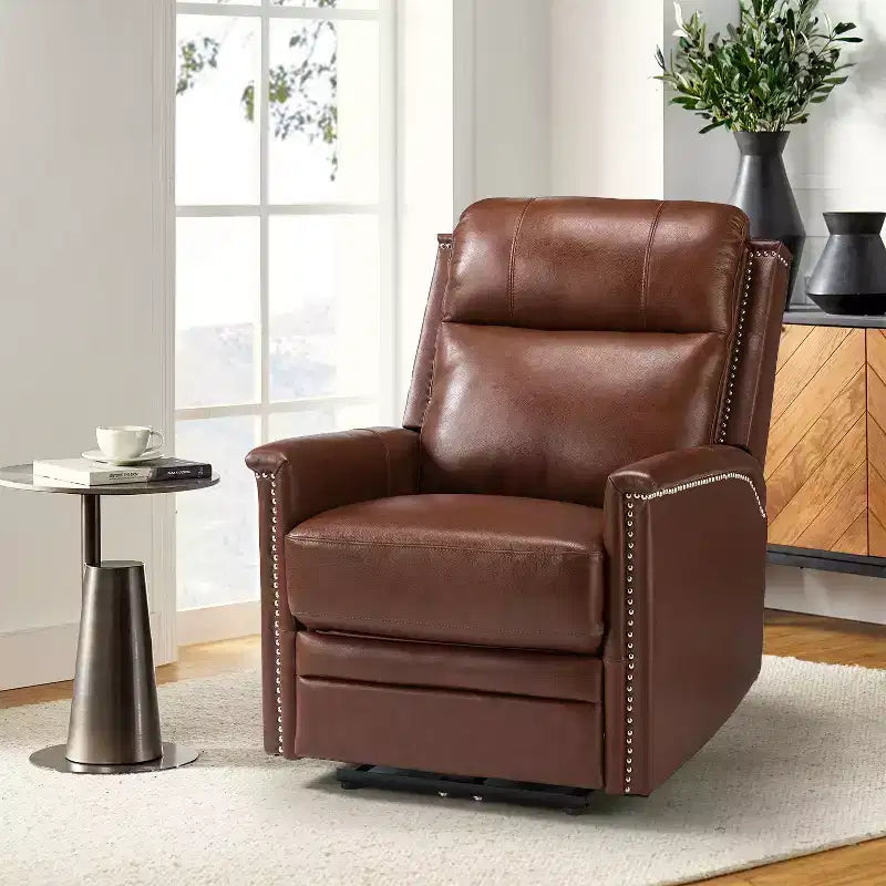 Fauteuil inclinable motorisé, couleur brun/camel, une place