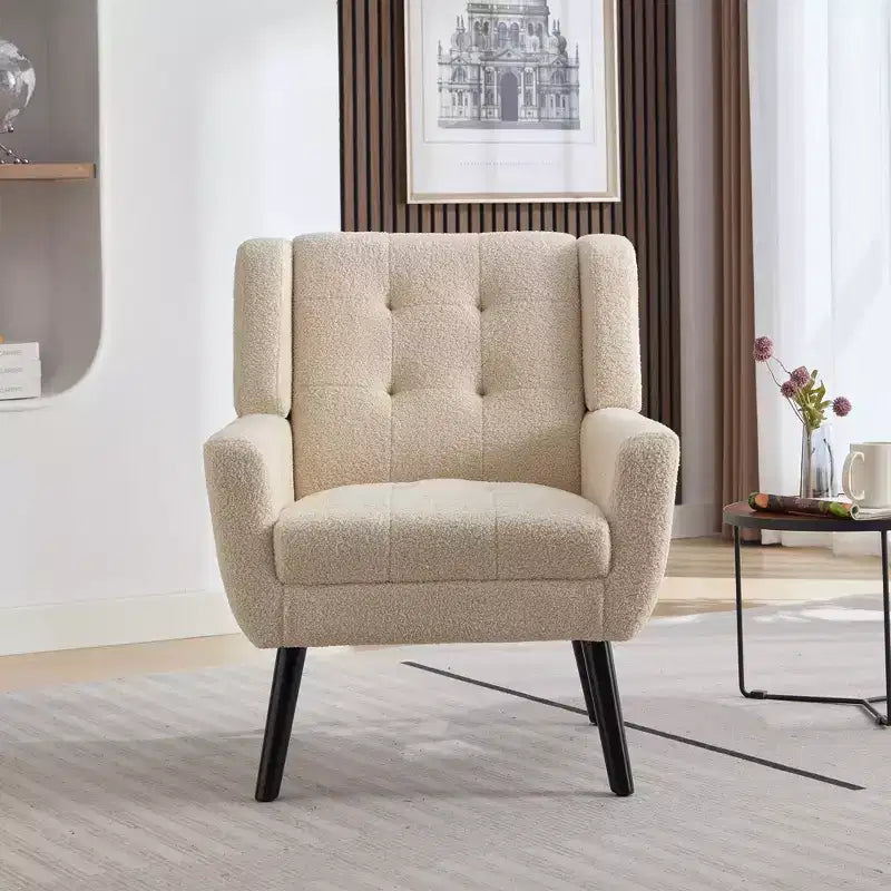 Fauteuil d'appoint capitonné multicolore avec pieds en bois, une place