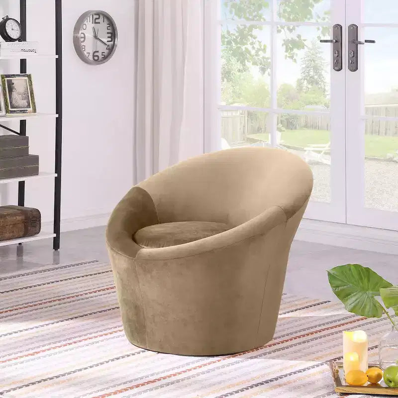 Fauteuil d'appoint en velours – Siège simple | Beige / Noir / Marron / Camel / Cognac / Crème / Vert / Fauve / Taupe