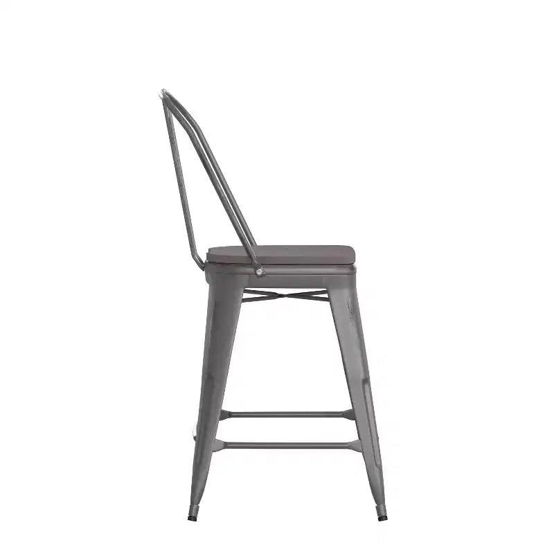 Tabouret de comptoir en métal laqué avec assise en polyrésine, 2 coloris, 1 place