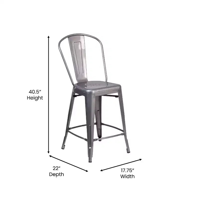 Tabouret de comptoir en métal laqué avec assise en polyrésine, 2 coloris, 1 place