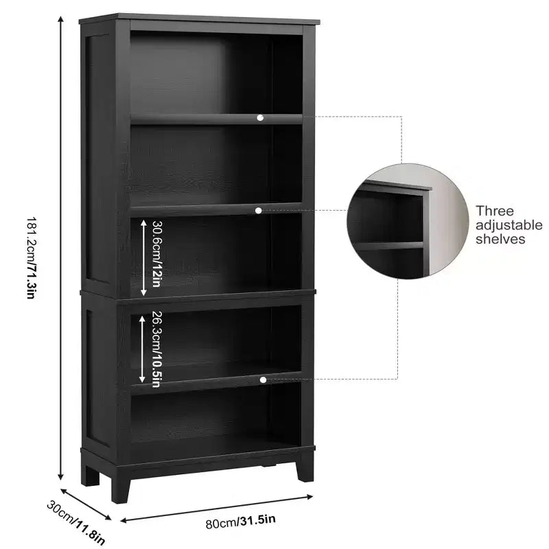 Étagère ouverte « Brown Rustic » à 5 niveaux, assemblage simple, 31,5 L x 71 H
