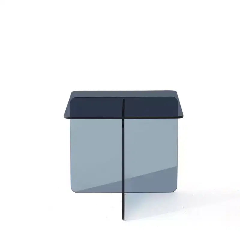 HomeRoots 16 Smoky Black Glass Square Cross Legs End Table