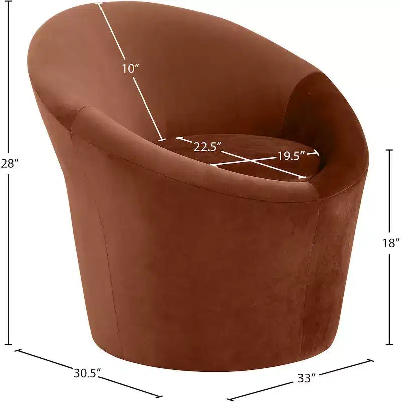 Fauteuil d'appoint en velours – Siège simple | Beige / Noir / Marron / Camel / Cognac / Crème / Vert / Fauve / Taupe