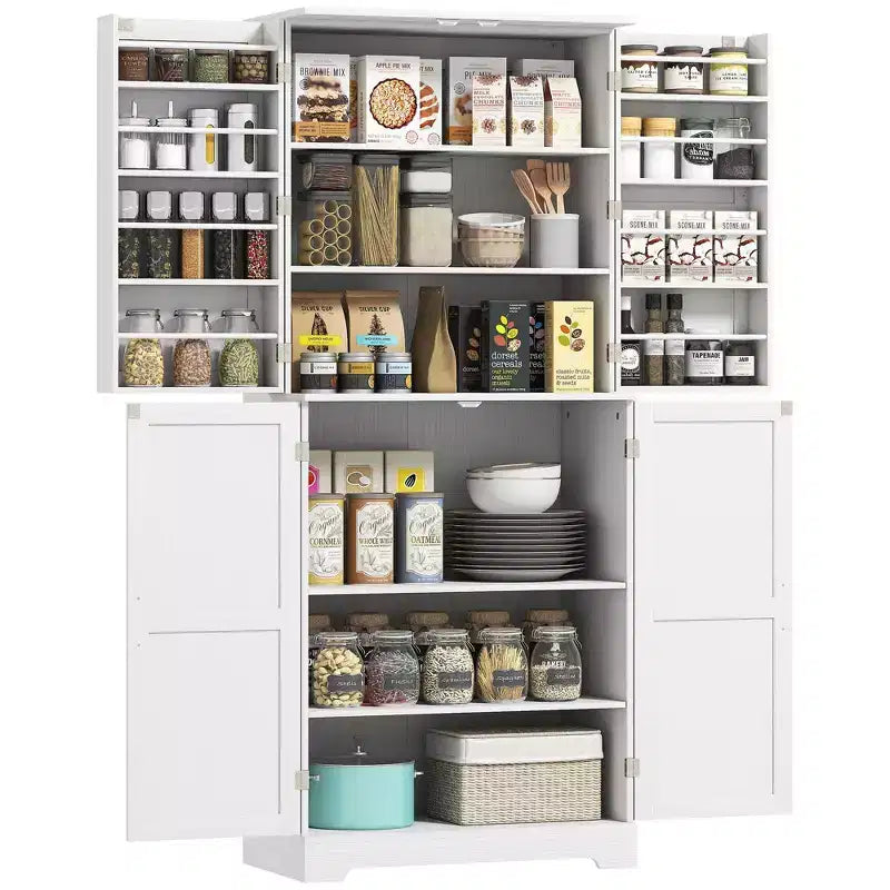 Buffet de ferme gris/blanc de 72 po, 4 portes coulissantes, assemblage à 2 personnes