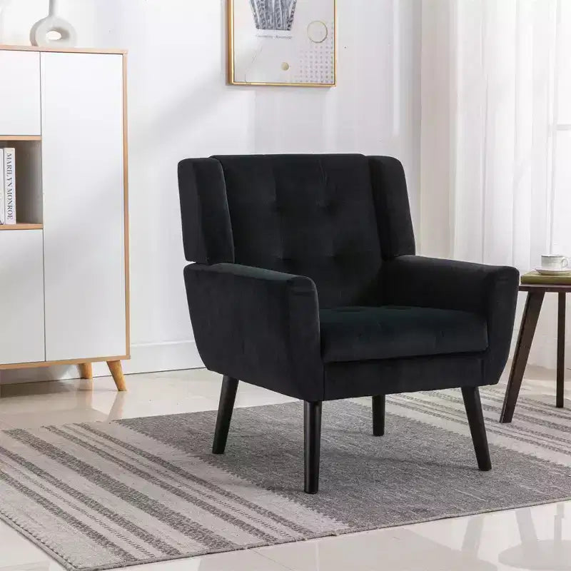 Fauteuil d'appoint capitonné multicolore avec pieds en bois, une place
