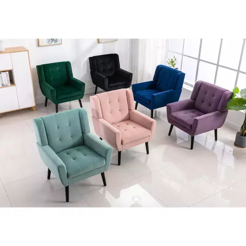 Fauteuil d'appoint capitonné multicolore avec pieds en bois, une place